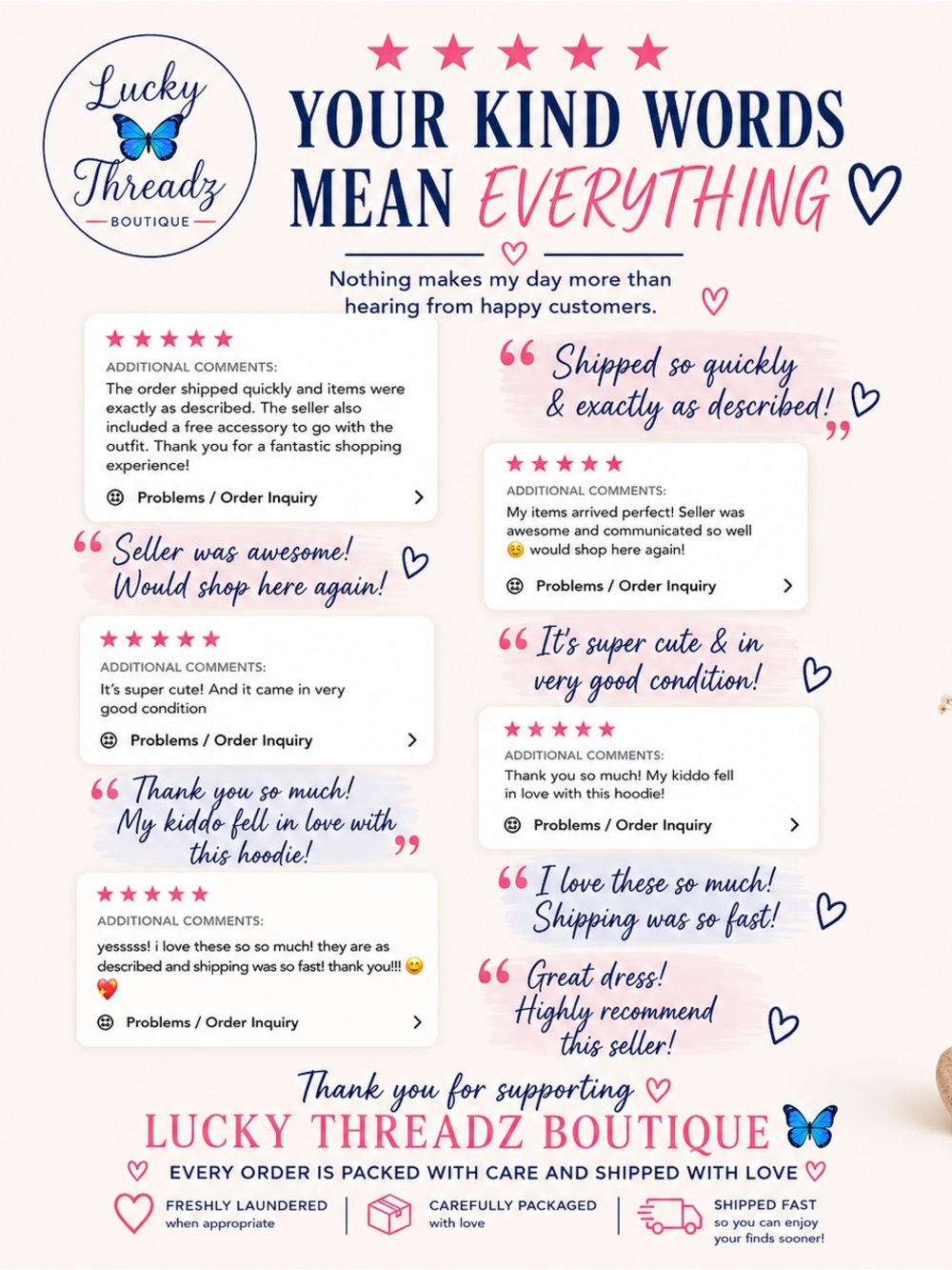 Lucky Threadz Boutique Thank You Note Print